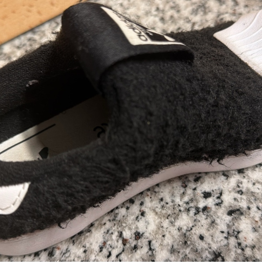 Adidas Kids Fuzzy Black and White Sneakers